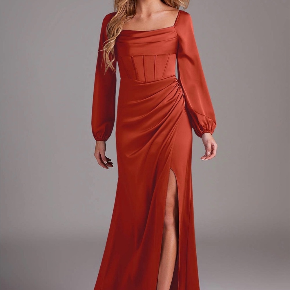 Azazie Women’s Bridesmaid Charissa Rust Gown Formal Wear